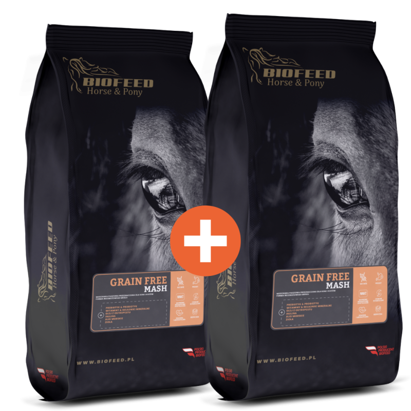 ZESTAW: Mesz dla koni bezzbożowy BIOFEED Horse & Pony Grain Free Mash 2x 20 kg ZESTAW: Mesz dla koni bezzbożowy BIOFEED Horse & Pony Grain Free Mash 2x 20 kg