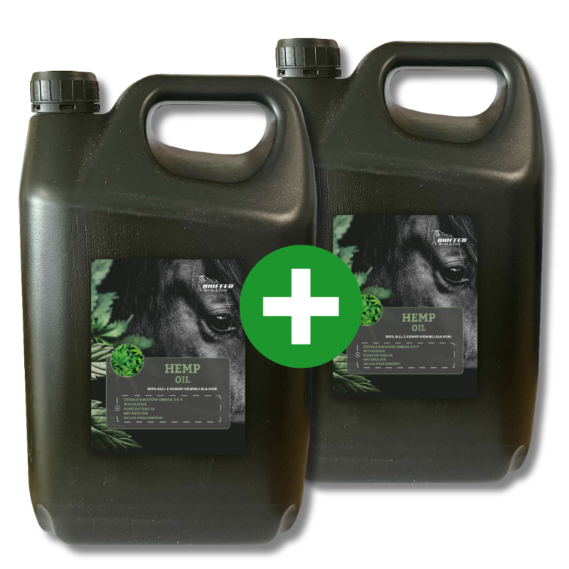 Zestaw: Olej konopny dla koni BIOFEED Horse & Pony Hemp Oil 2 x 4,5 l Zestaw: Olej konopny dla koni BIOFEED Horse & Pony Hemp Oil 2 x 4,5 l